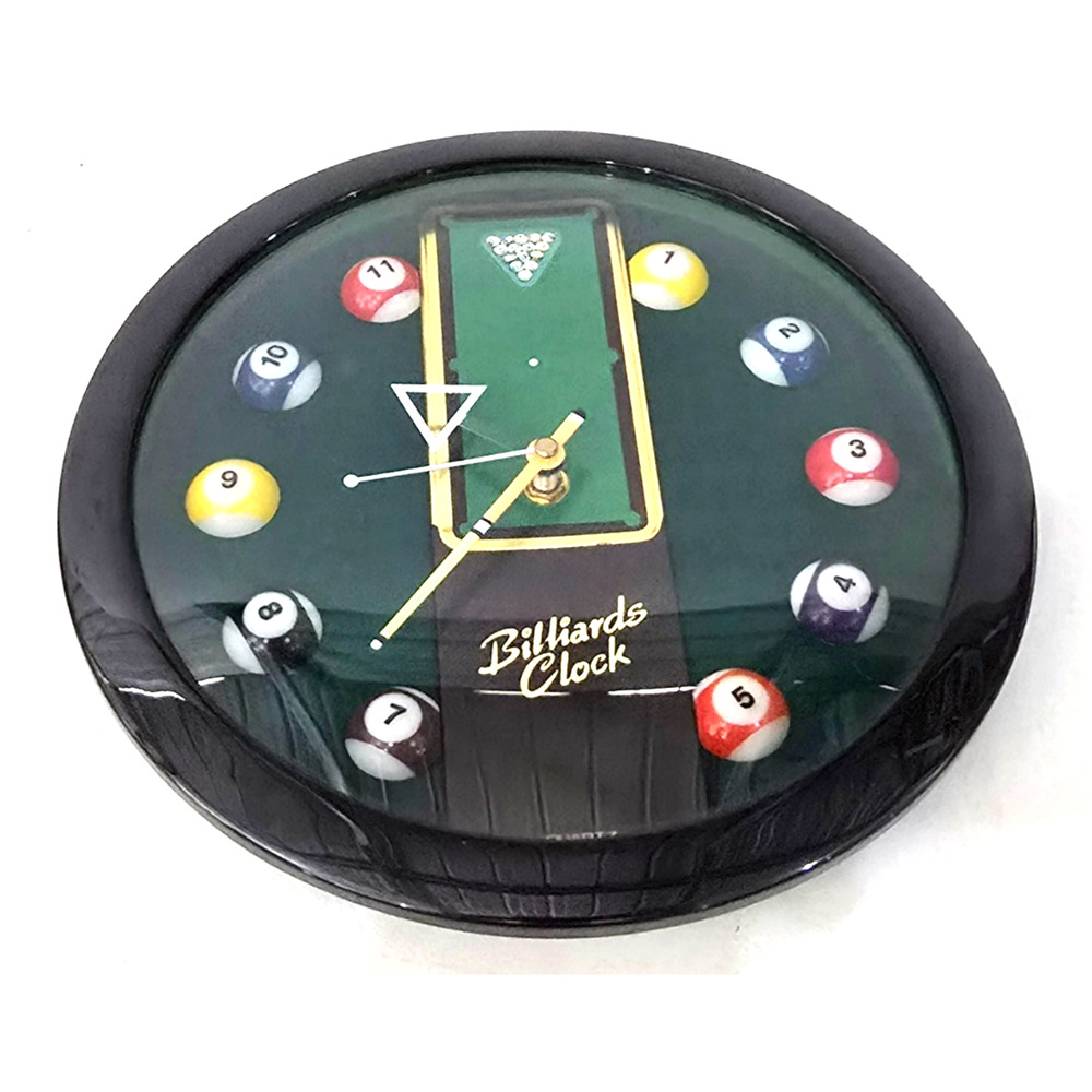 Vintage 11" Billiards Pool Table Wall Clock Glass Face